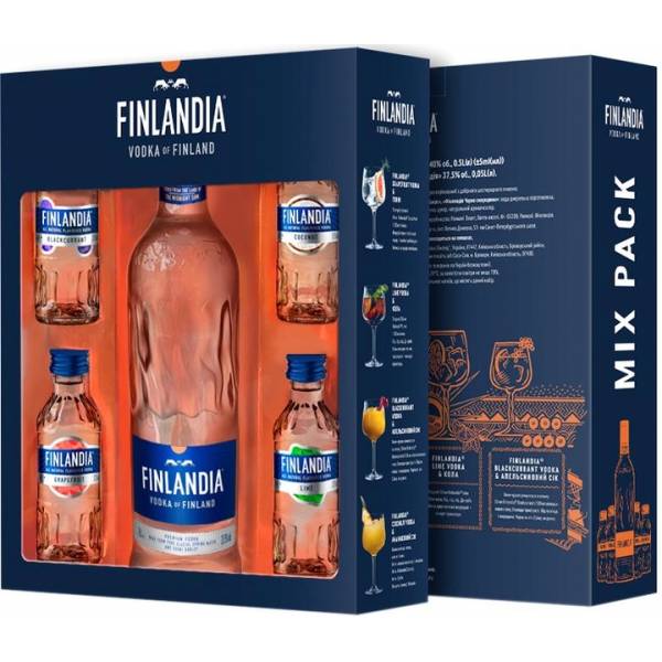 Горілка Finlandia 40% 0,5л + 4 смакові мініатюри