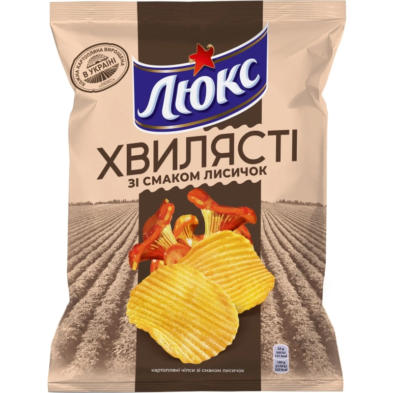 Чипси Люкс хвилясті зі смаком лисичок 125г
