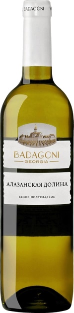Вино Badagoni Алазанская Долина белое полусладкое 12% 0,75л